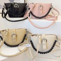 Women's Medium Pu Leather Solid Color Basic Streetwear Sewing Thread Zipper Crossbody Bag main image 1