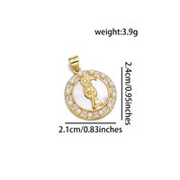 1 Piece 21 * 24mm 25 * 28mm 27 * 28mm Copper Zircon 18K Gold Plated Round Virgin Mary Polished Pendant sku image 6