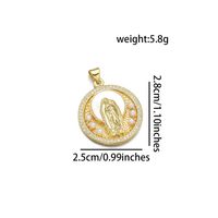 1 Piece 21 * 24mm 25 * 28mm 27 * 28mm Copper Zircon 18K Gold Plated Round Virgin Mary Polished Pendant sku image 7