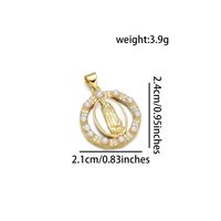 1 Piece 21 * 24mm 25 * 28mm 27 * 28mm Copper Zircon 18K Gold Plated Round Virgin Mary Polished Pendant sku image 2