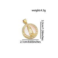 1 Piece 21 * 24mm 25 * 28mm 27 * 28mm Copper Zircon 18K Gold Plated Round Virgin Mary Polished Pendant sku image 3