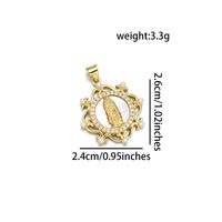 1 Piece 21 * 24mm 25 * 28mm 27 * 28mm Copper Zircon 18K Gold Plated Round Virgin Mary Polished Pendant sku image 1