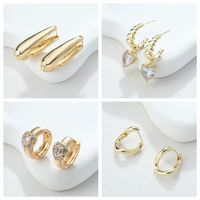 1 Pair Simple Style Heart Shape Solid Color Inlay Alloy Rhinestones Earrings main image 1