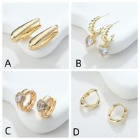 1 Pair Simple Style Heart Shape Solid Color Inlay Alloy Rhinestones Earrings main image 3