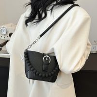 Women's Medium Pu Leather Solid Color Basic Streetwear Sewing Thread Zipper Crossbody Bag sku image 4