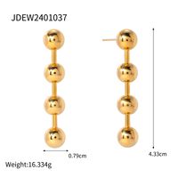 1 Pair IG Style Simple Style Ball 304 Stainless Steel 18K Gold Plated Drop Earrings main image 2