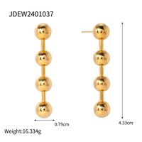 1 Par Estilo IG Estilo Simple Bola Acero Inoxidable 304 Chapados en oro de 18k Pendientes De Gota sku image 1