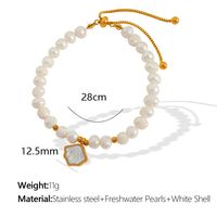 Süßwasserperle Weiße Schalentiere Titan Stahl 18 Karat Vergoldet Elegant Perlen Hülse Armbänder sku image 1