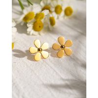 1 Paar IG-Stil Einfacher Stil Blume Edelstahl 304 18 Karat Vergoldet Ohrstecker main image 5