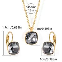 304 Stainless Steel Gold Plated Simple Style Shiny Inlay Square Zircon Jewelry Set sku image 1