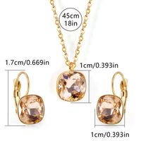 304 Stainless Steel Gold Plated Simple Style Shiny Inlay Square Zircon Jewelry Set sku image 5