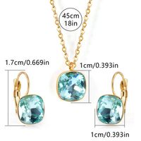 304 Stainless Steel Gold Plated Simple Style Shiny Inlay Square Zircon Jewelry Set sku image 4