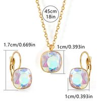 304 Stainless Steel Gold Plated Simple Style Shiny Inlay Square Zircon Jewelry Set sku image 9
