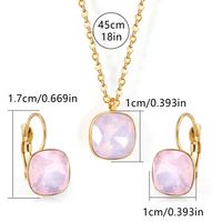 304 Stainless Steel Gold Plated Simple Style Shiny Inlay Square Zircon Jewelry Set sku image 1