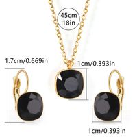 304 Stainless Steel Gold Plated Simple Style Shiny Inlay Square Zircon Jewelry Set sku image 8