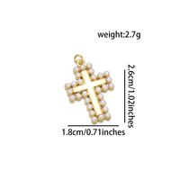 1 Piece 16 * 17mm 18*13mm 19 * 20mm Copper Pearl Zircon 18K Gold Plated Cross Star Heart Shape Polished Pendant sku image 10