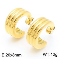 1 Pair Basic Geometric Titanium Steel 18K Gold Plated Hoop Earrings sku image 10