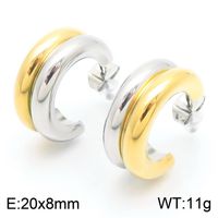 1 Pair Basic Geometric Titanium Steel 18K Gold Plated Hoop Earrings sku image 9