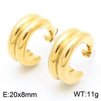 1 Paire Style Simple Couleur Unie Acier Inoxydable 304 Plaqué Or 18K Boucles D'Oreilles sku image 4