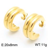 1 Pair Basic Geometric Titanium Steel 18K Gold Plated Hoop Earrings sku image 8