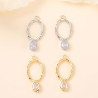 1 Piece 23 * 11mm Copper Zircon 18K Gold Plated White Gold Plated Oval Water Droplets Polished Pendant main image 1