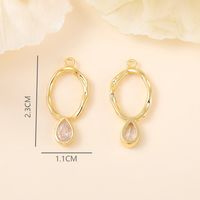 1 Piece 23 * 11mm Copper Zircon 18K Gold Plated White Gold Plated Oval Water Droplets Polished Pendant main image 2