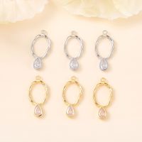 1 Piece 23 * 11mm Copper Zircon 18K Gold Plated White Gold Plated Oval Water Droplets Polished Pendant main image 5