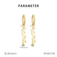 304 Stainless Steel 18K Gold Plated MAMA Simple Style Inlay Letter Zircon Earrings Necklace main image 2