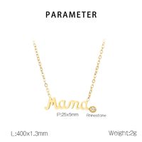 304 Stainless Steel 18K Gold Plated MAMA Simple Style Inlay Letter Zircon Earrings Necklace main image 3