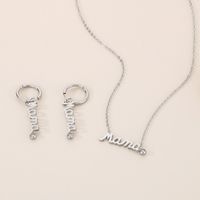 304 Stainless Steel 18K Gold Plated MAMA Simple Style Inlay Letter Zircon Earrings Necklace main image 4
