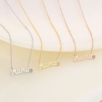 304 Stainless Steel 18K Gold Plated MAMA Simple Style Inlay Letter Zircon Earrings Necklace main image 5