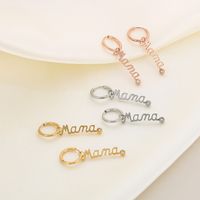 304 Stainless Steel 18K Gold Plated MAMA Simple Style Inlay Letter Zircon Earrings Necklace main image 6