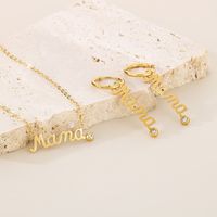 304 Stainless Steel 18K Gold Plated MAMA Simple Style Inlay Letter Zircon Earrings Necklace main image 1