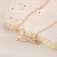 304 Stainless Steel 18K Gold Plated MAMA Simple Style Inlay Letter Zircon Earrings Necklace main image 9
