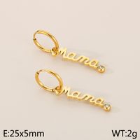 304 Stainless Steel 18K Gold Plated MAMA Simple Style Inlay Letter Zircon Earrings Necklace sku image 5