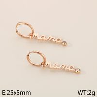 Acier Inoxydable 304 Plaqué Or 18K MAMA Style Simple Incruster Lettre Zircon Des Boucles D'Oreilles Collier sku image 6