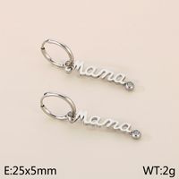 304 Stainless Steel 18K Gold Plated MAMA Simple Style Inlay Letter Zircon Earrings Necklace sku image 4