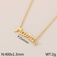304 Stainless Steel 18K Gold Plated MAMA Simple Style Inlay Letter Zircon Earrings Necklace sku image 2