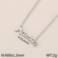 304 Stainless Steel 18K Gold Plated MAMA Simple Style Inlay Letter Zircon Earrings Necklace sku image 1