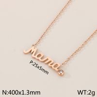 304 Stainless Steel 18K Gold Plated MAMA Simple Style Inlay Letter Zircon Earrings Necklace sku image 3