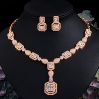 Kupfer Versilbert Elegant Glam Überzug Inlay Einfarbig Künstliche Edelsteine Schmuck-Set main image 3