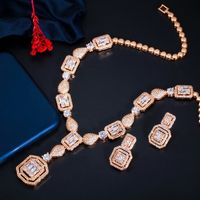 Copper Silver Plated Elegant Glam Plating Inlay Solid Color Artificial Gemstones Jewelry Set main image 5