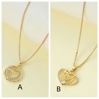 Wholesale Jewelry Elegant Lady Modern Style Letter Heart Shape Alloy Rhinestones Inlay Pendant Necklace main image 3