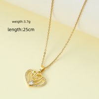 Wholesale Jewelry Elegant Lady Modern Style Letter Heart Shape Alloy Rhinestones Inlay Pendant Necklace main image 2