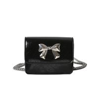 Women's Small Pu Leather Solid Color Bow Knot Classic Style Streetwear Sewing Thread Magnetic Buckle Crossbody Bag sku image 1