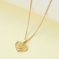 Wholesale Jewelry Elegant Lady Modern Style Letter Heart Shape Alloy Rhinestones Inlay Pendant Necklace sku image 2