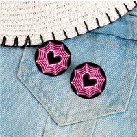 Cartoon Style Cute Sweet Heart Shape Spider Web Alloy Printing Women's Brooches main image 3