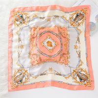 Women's Lady Modern Style Classic Style Printing Square Satin Silk Scarf main image 4