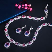 Copper Silver Plated Casual Elegant Plating Inlay Water Droplets Artificial Gemstones Jewelry Set main image 4