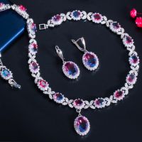 Copper Silver Plated Casual Elegant Plating Inlay Water Droplets Artificial Gemstones Jewelry Set main image 3